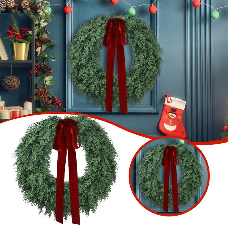 Evergreen Natural Feel Norfolk Artificial Christmas Wreath, Green, 20", by My_Texas_House | Walmart (US)