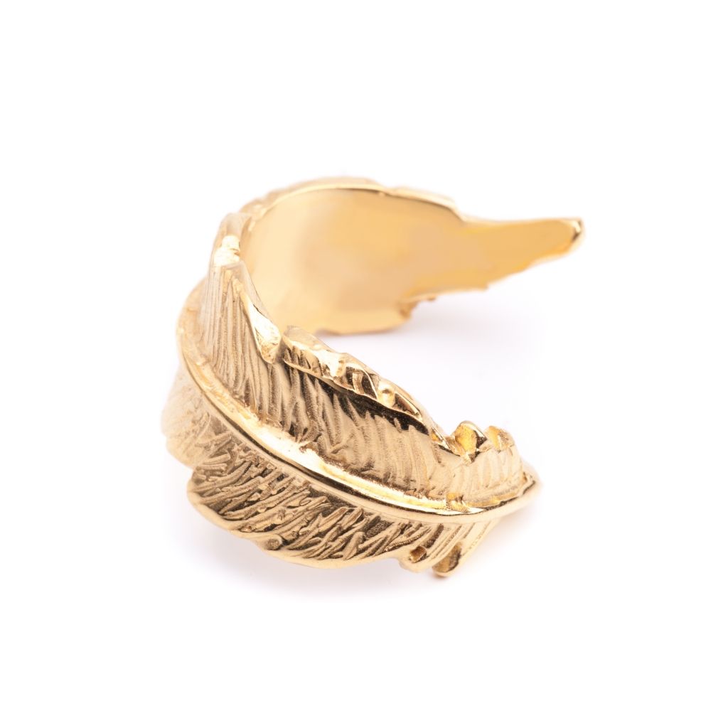 FEATHER OPEN RING  GOLD | LeiVanKash Jewellery