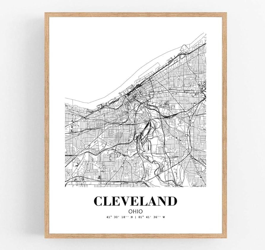 Eleville 8X10 Unframed Cleveland Ohio City View Abstract Road Modern Map Art Print Poster Wall Office Home Decor Minimalist Line Art Hometown Housewarming wgn295 | Amazon (US)