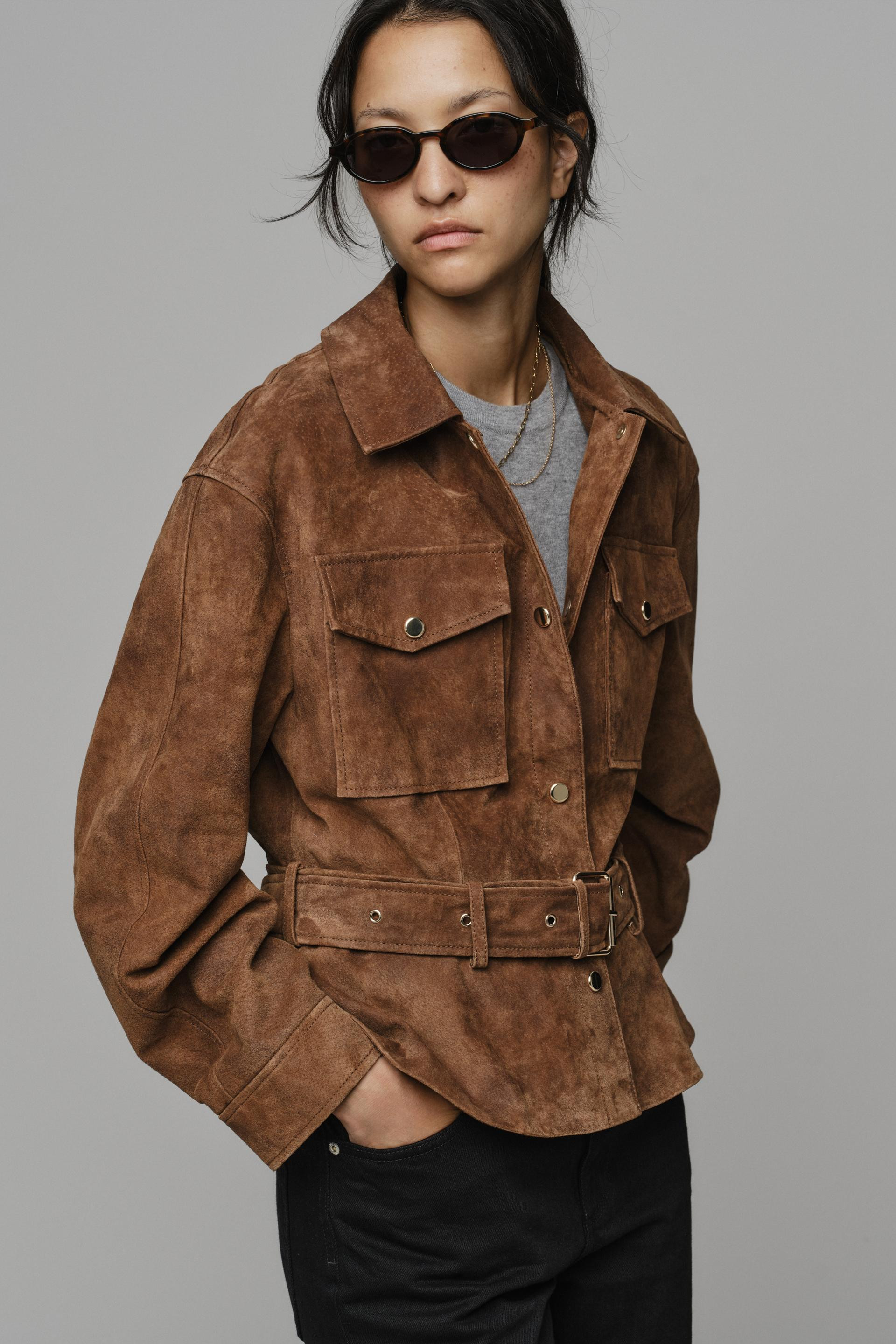 Zara - 100% Leather Belted Jacket - Light Brown - Xl - Woman | Zara US