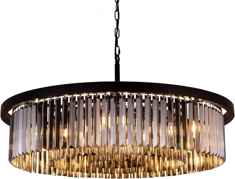 Wellmet Crystal Chandeliers for Dining Room,9 Lights Modern Black Crystal Pendant Light,Farmhouse... | Amazon (US)