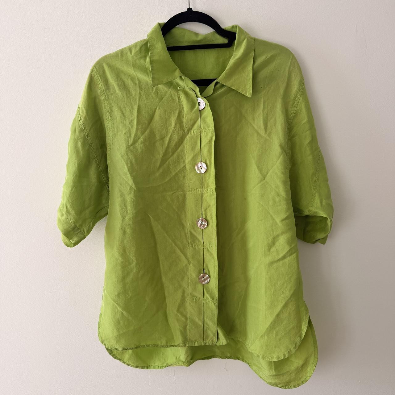 Unique Vintage Women's Blouse - Green - M | Depop US