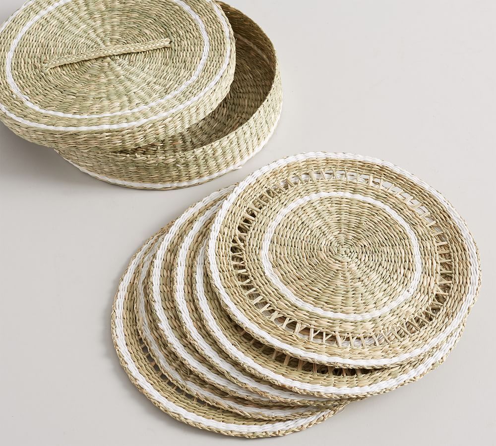 Woven Seagrass Placemats with Holder - Set of 6 | Pottery Barn (US)