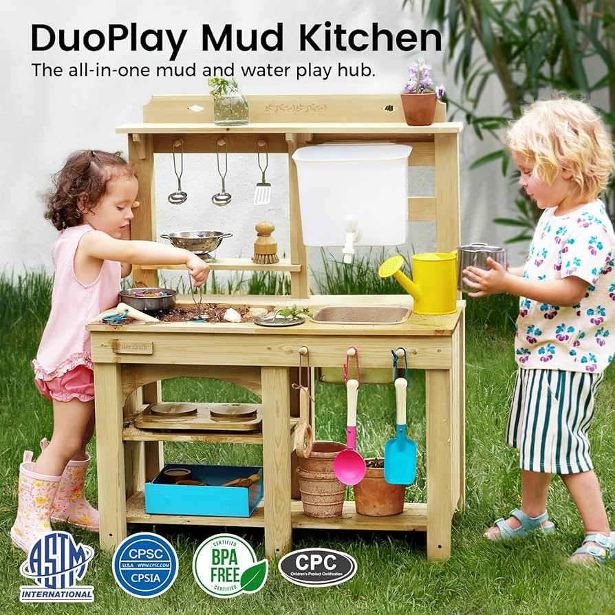 Tiny Land Outdoor Mud Kitchen for Kids, Wooden Play Kitchen with Water Tank, Water & Cooking Play... | Amazon (US)
