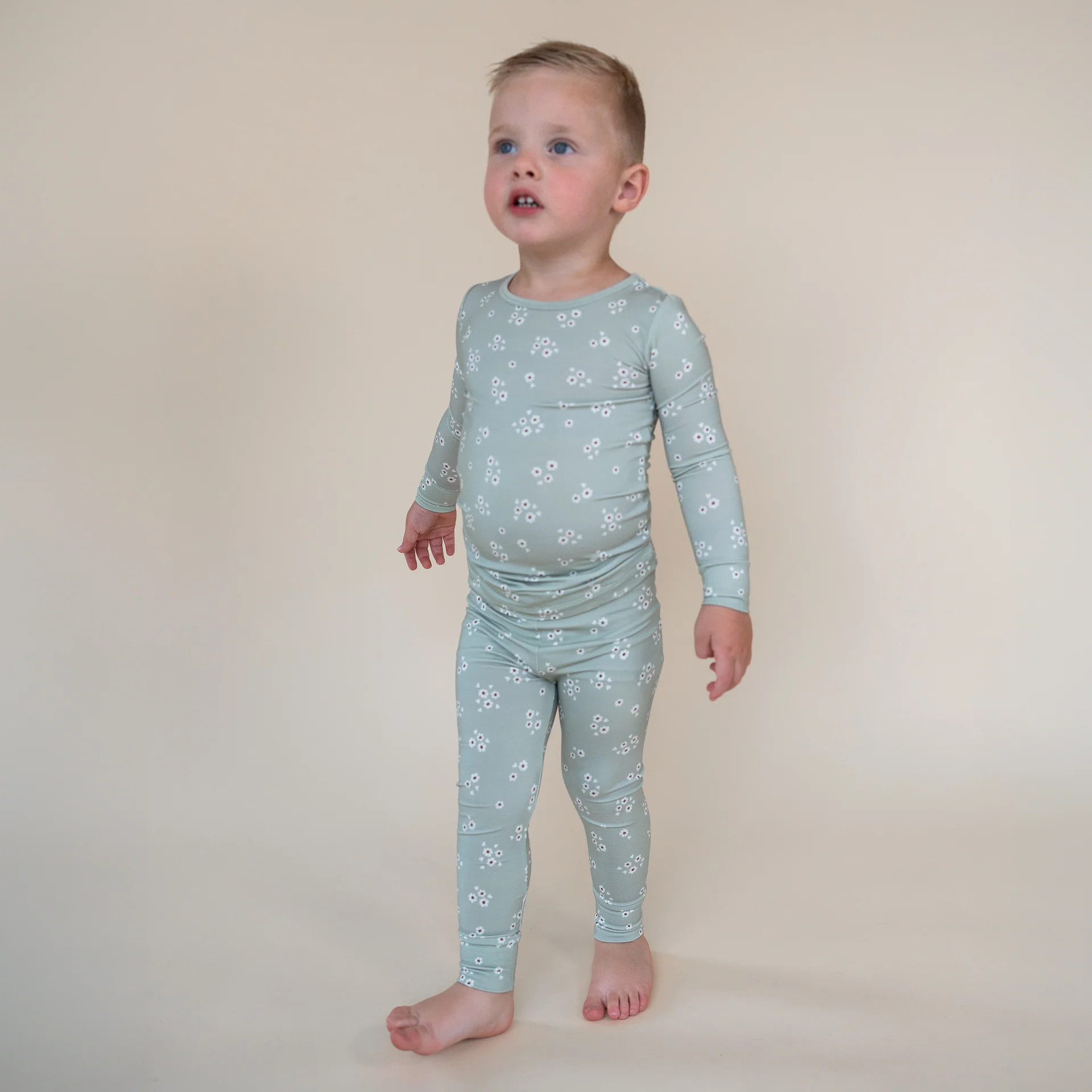 Sage Flowers Two Piece Pajamas | Hucklebaby
