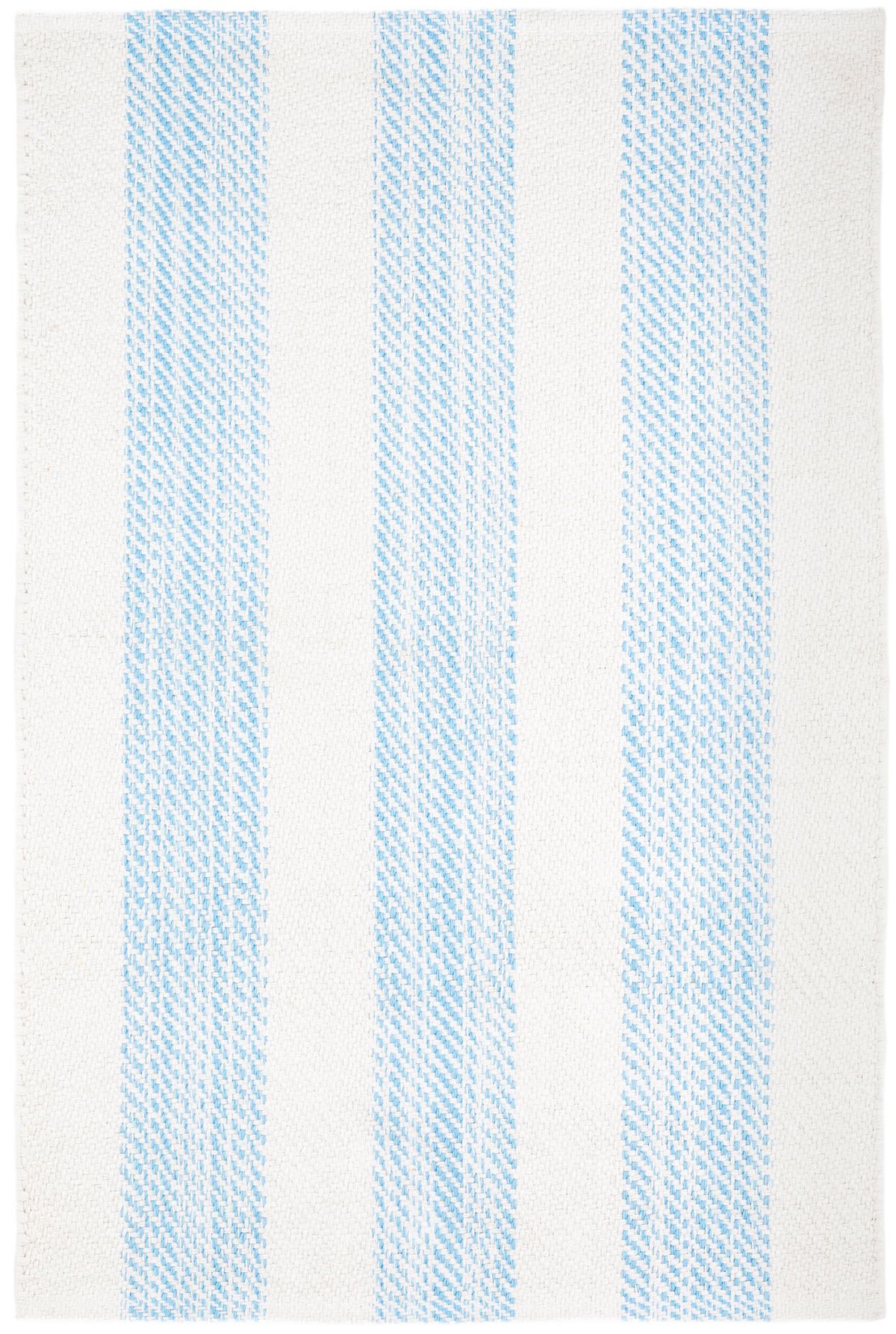 Cruise Stripe Blue Woven Cotton Rug | Annie Selke
