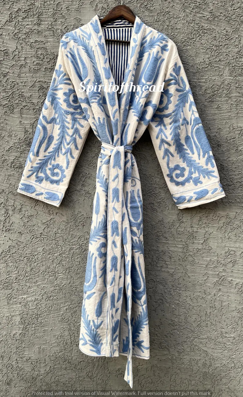 Boho Floral Suzani Embroidered Kimono: Festival Handmade Kimono Jacket - Etsy | Etsy (Global)