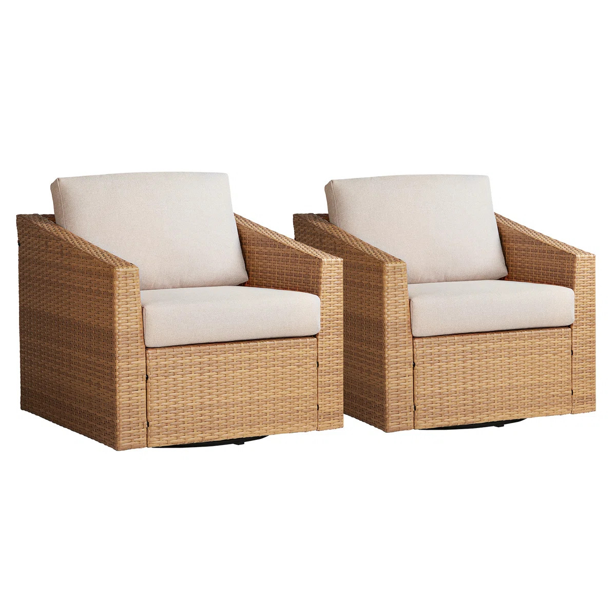 Tiaka 2-Person Swivel Outdoor Seating Group (Set of 2) | Wayfair North America