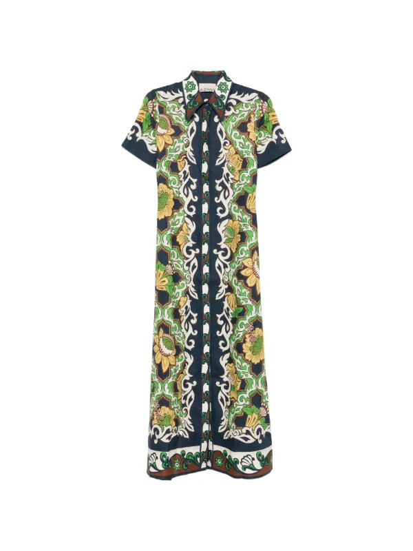 ALEMAIS Liana floral-print Shirt Midi Dress | Blue | FARFETCH | Farfetch Global