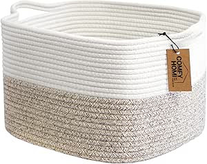 COMFY-HOMI Cotton Rope Woven Basket With Handles for Shelves,Toys,Book, Cloth Storage Baskets for... | Amazon (US)