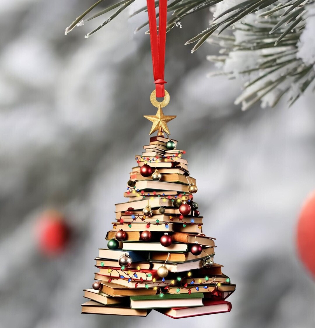 Enchanted Christmas Tree Book Decoration Book Lover - Etsy | Etsy (US)