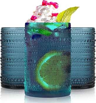 Highball Hobnail Drinking Glasses Set of 12,14 oz Vintage Glasses Drinking set,Glassware Set for ... | Amazon (US)