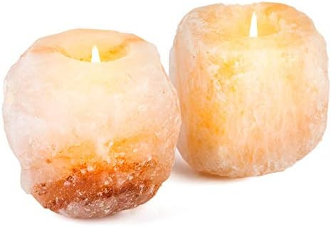 mockins 2.5 lbs 2 Pack Natural Himalayan Salt Tea Light Candles Holders | Great Room Decor | Amazon (US)