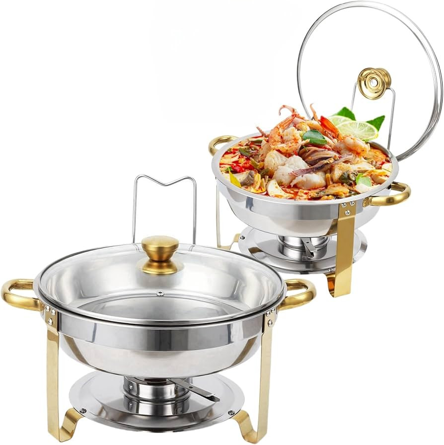 Garvee Chafing Dishes for Buffet, 5 QT Buffet Servers and Warmers Set of 2, Round Chafing Dishes ... | Amazon (US)