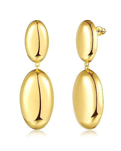 SHOWNII Chunky Gold Hoop Earrings for Women 14K Real Gold hoops Waterdrop Teardrop Drop Dangle Earrings 925 Sterling Silver Stud Earrings Hypoallergenic Fashion Jewelry for Women | Amazon (US)