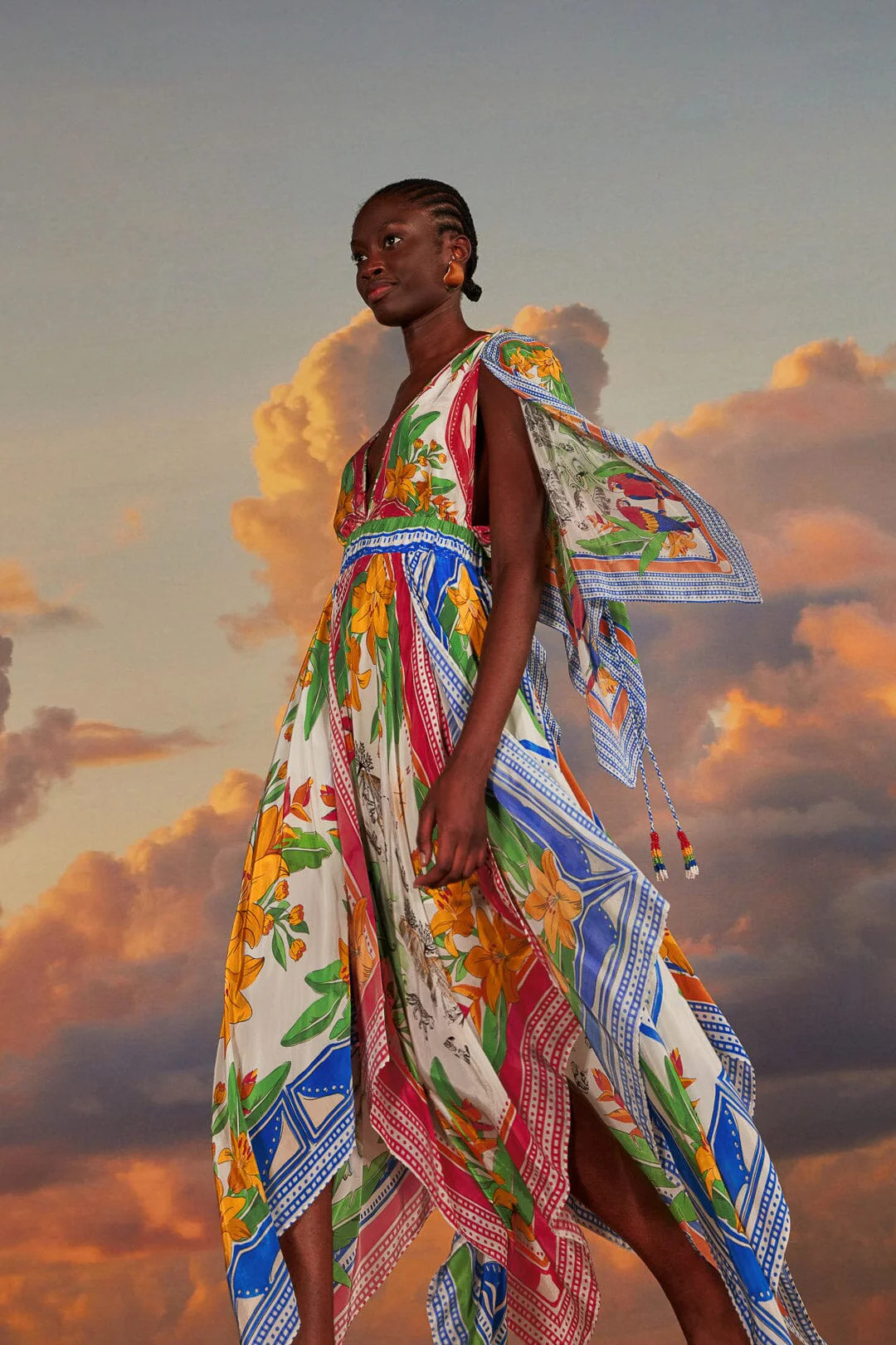 Off-White Tropical Destination Kimono Sleeve Midi Dress | FarmRio (US)