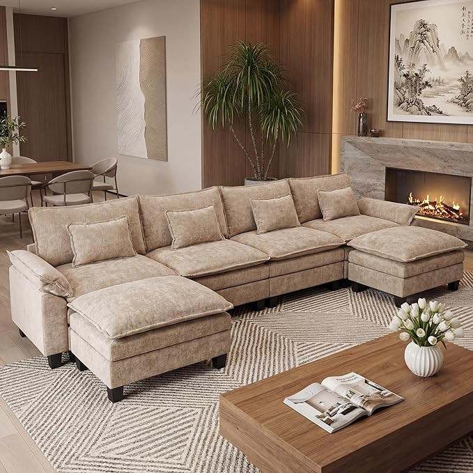 Amazon.com: URRED Oversized Modular Sectional Sofa, 157" U Shaped Modern Comfy Cloud Couch with M... | Amazon (US)