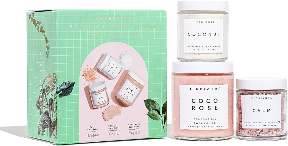 Herbivore Botanical Bath Ritual Set - Includes Coconut Bath Soak, Coco Rose Body Polish & Calm Ba... | Amazon (US)