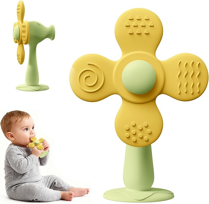 Windmill Baby Teething Toys, 2-in-1 Silicone Teether & Montessori Sensory Rattle Toy, BPA-Free Fo... | Amazon (US)