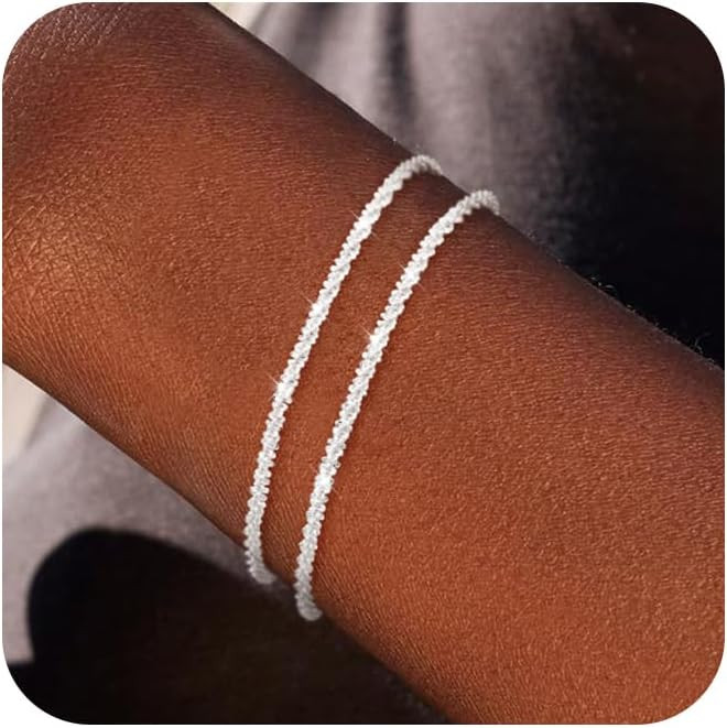 Freekiss Sterling Silver Chain Bracelet: Dainty Stackable Bracelets for Women Trendy Cute Adjusta... | Amazon (US)