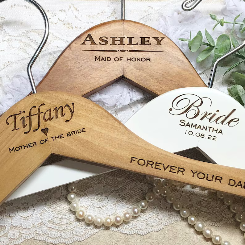 Bridesmaid Hangers, Personalized Hanger for Wedding Dress, Custom Laser Engraved | Etsy (US)