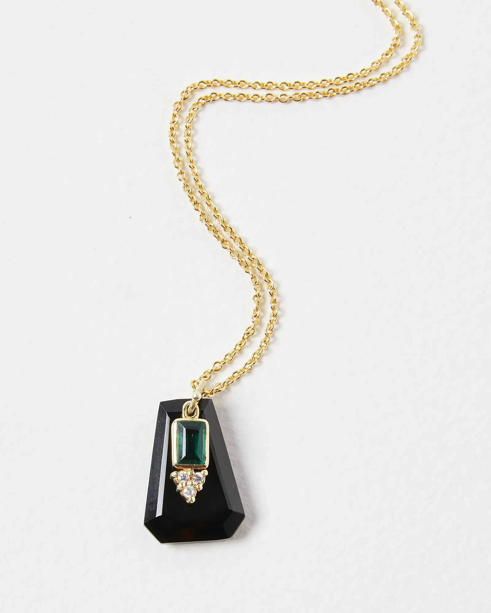 Geneva Black Onyx & Green Hydro Gold Plated Pendant Necklace | Oliver Bonas (Global)