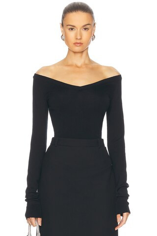 Balenciaga Off Shoulder Sweater in Black - Black. Size XS (also in L, M). | FWRD 
