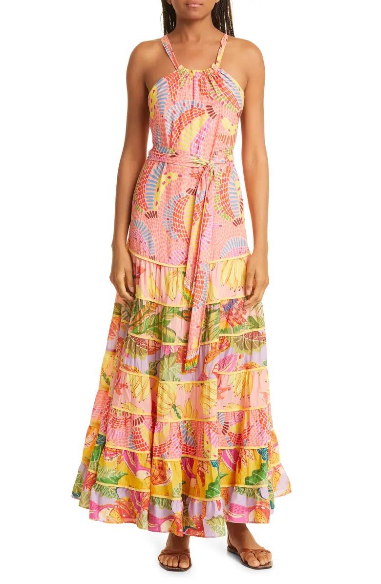Mixed Fruit Tiered Crossback Maxi Sundress | Nordstrom