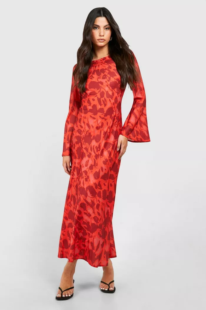Floral Flare Sleeve Maxi Dress | Boohoo.com (UK & IE)
