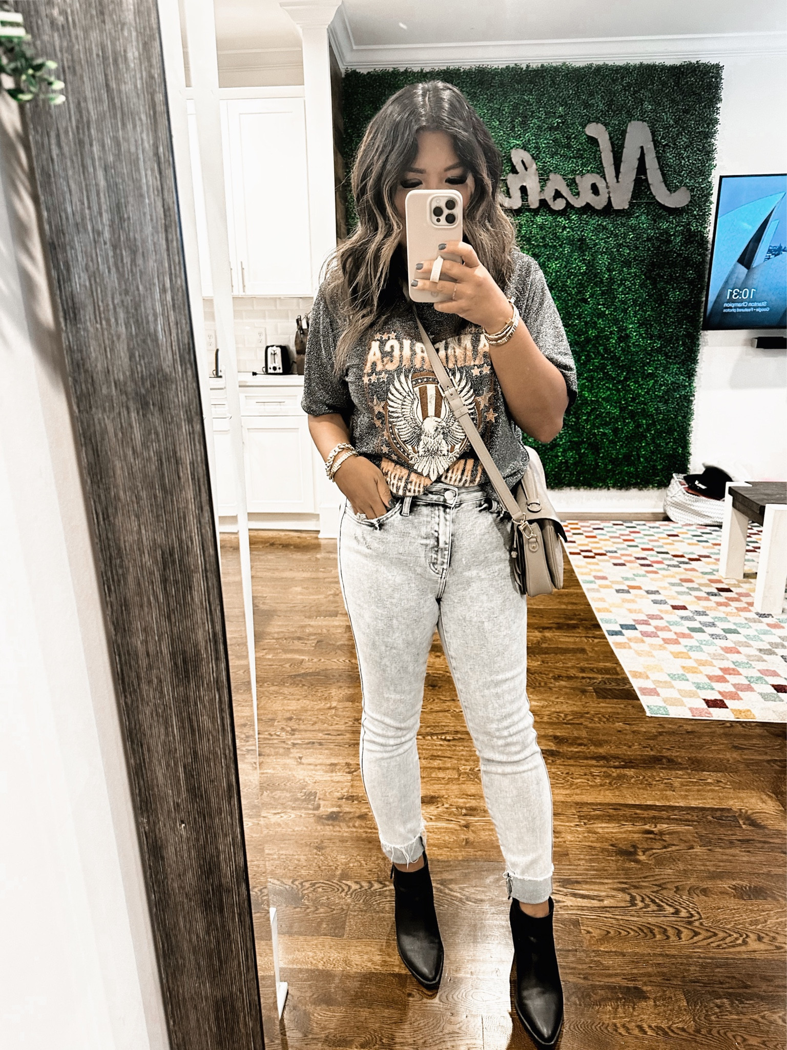 Nashville girls trip!  The Buckle jeans - black boots - glittery top - Louis Vuitton crossbody bag 

#LTKtravel #LTKitbag #LTKunder50