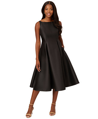 Women's Boat-Neck Fit & Flare Midi Dress | Macy's