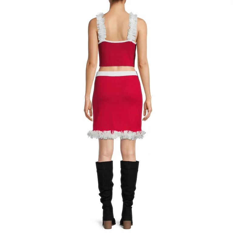 No Boundaries Junior's Knit Christmas Top & Skirt Set, 2-Piece | Walmart (US)