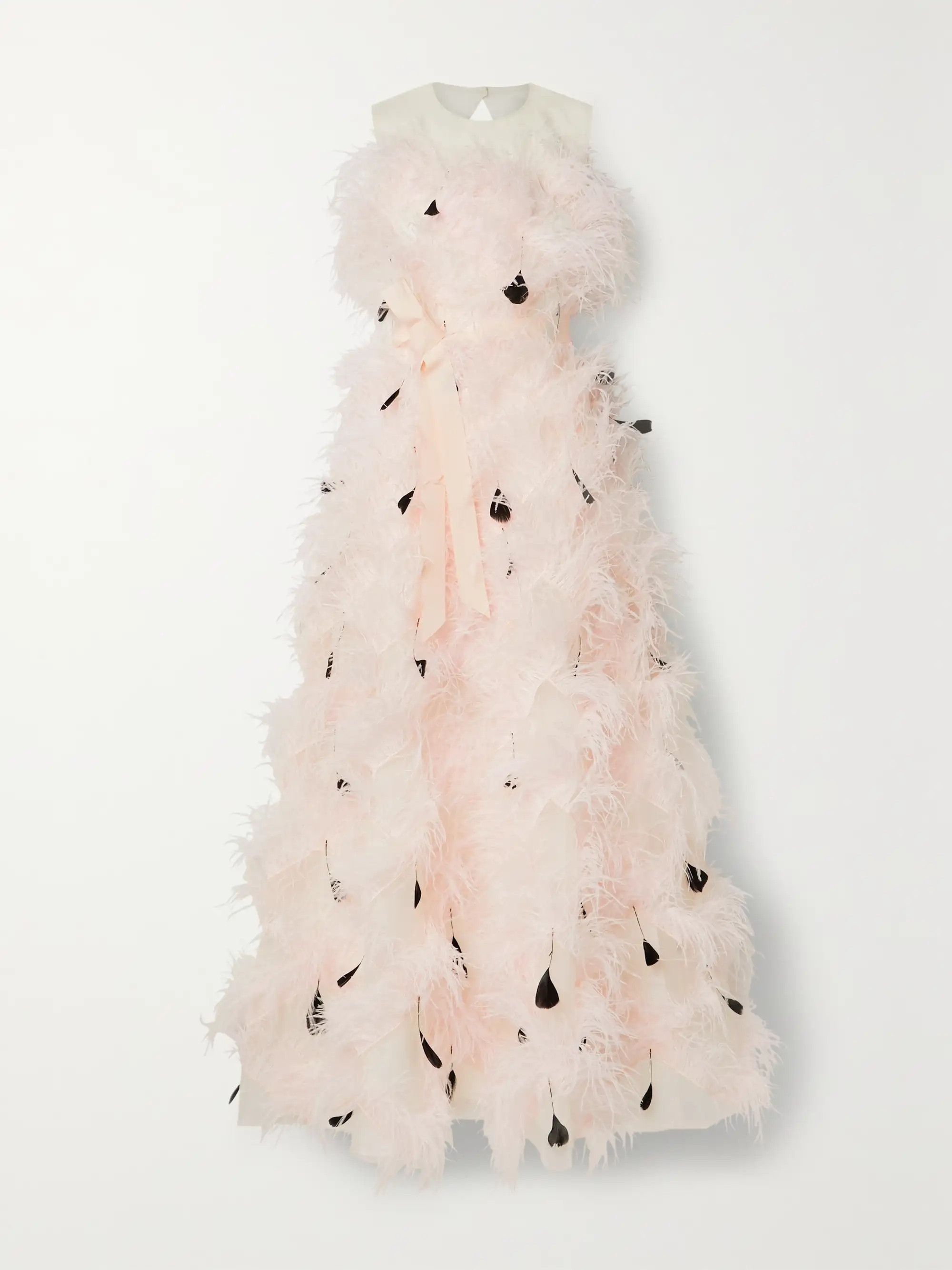 Mystique feather-trimmed cutout silk-organza gown | NET-A-PORTER (US)