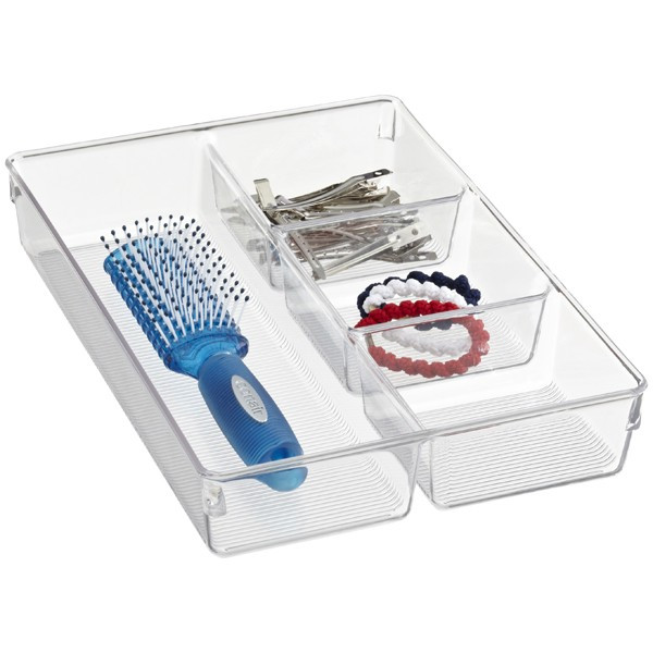 iDESIGN Linus 3-Section Tray Clear | The Container Store
