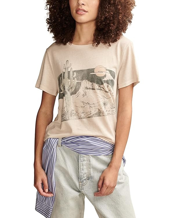 Lucky Brand Women's Cactus Scene Classic Crew | Amazon (US)