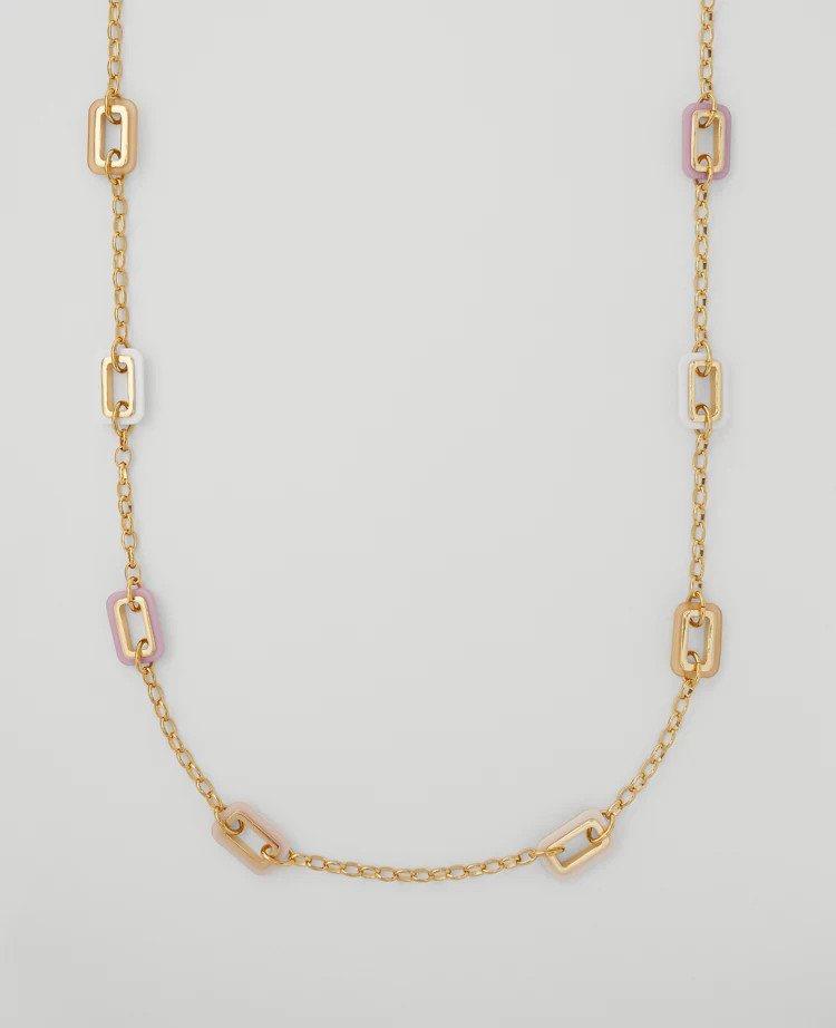 Rectangle Link Station Necklace | Ann Taylor (US)