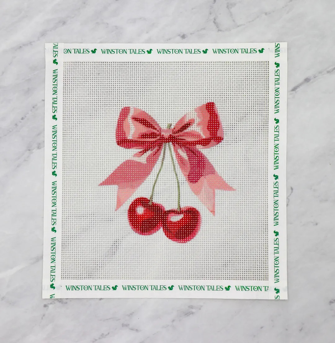 Cherry Bomb Needlepoint Canvas | Cherry With Bow Canvas 18 & 13 Mesh - Etsy | Etsy (US)