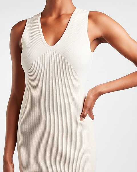 Sleeveless Ribbed Midi Sweater Dress | Express