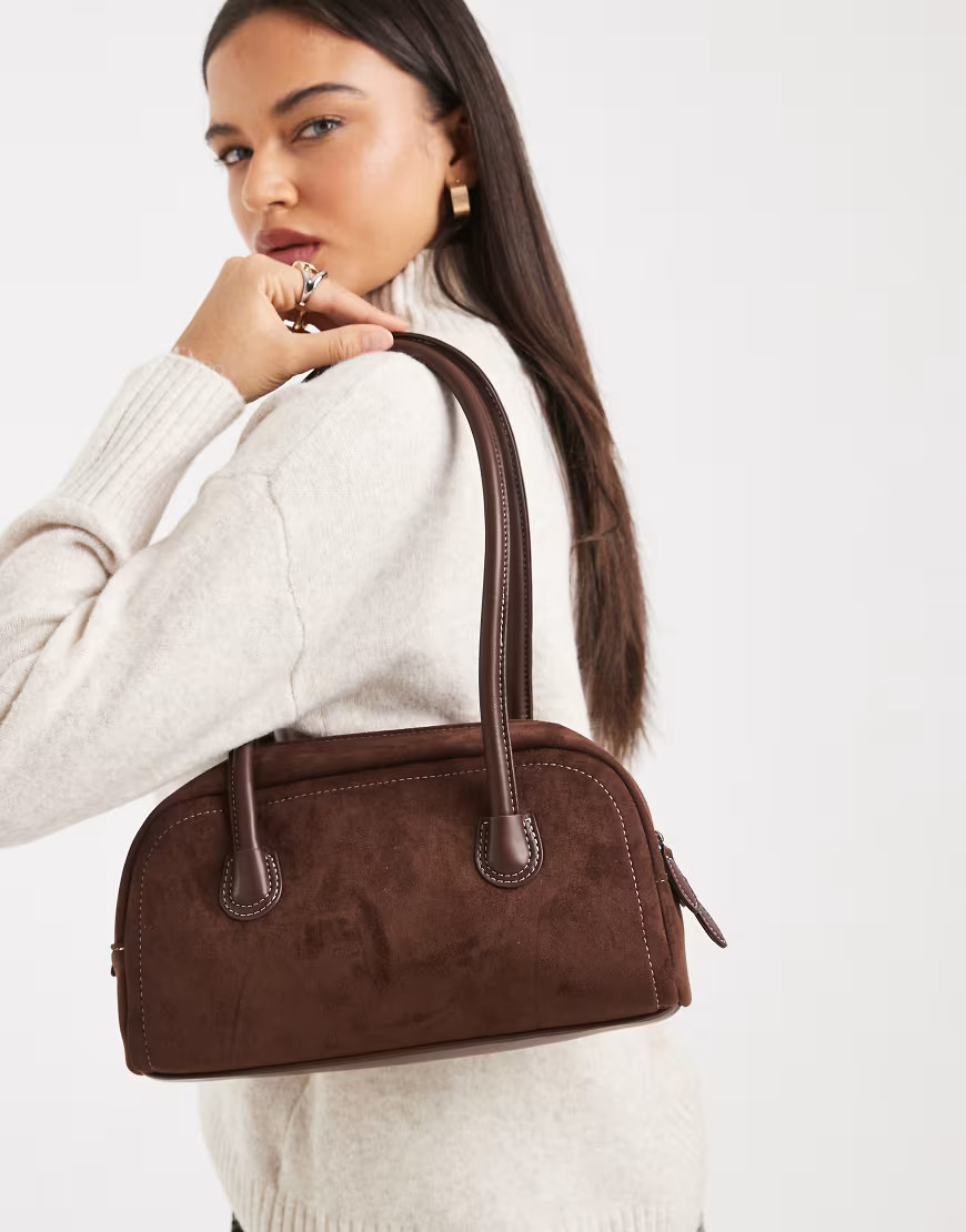 Glamorous faux suede clean shoulder bag in brown | ASOS (Global)