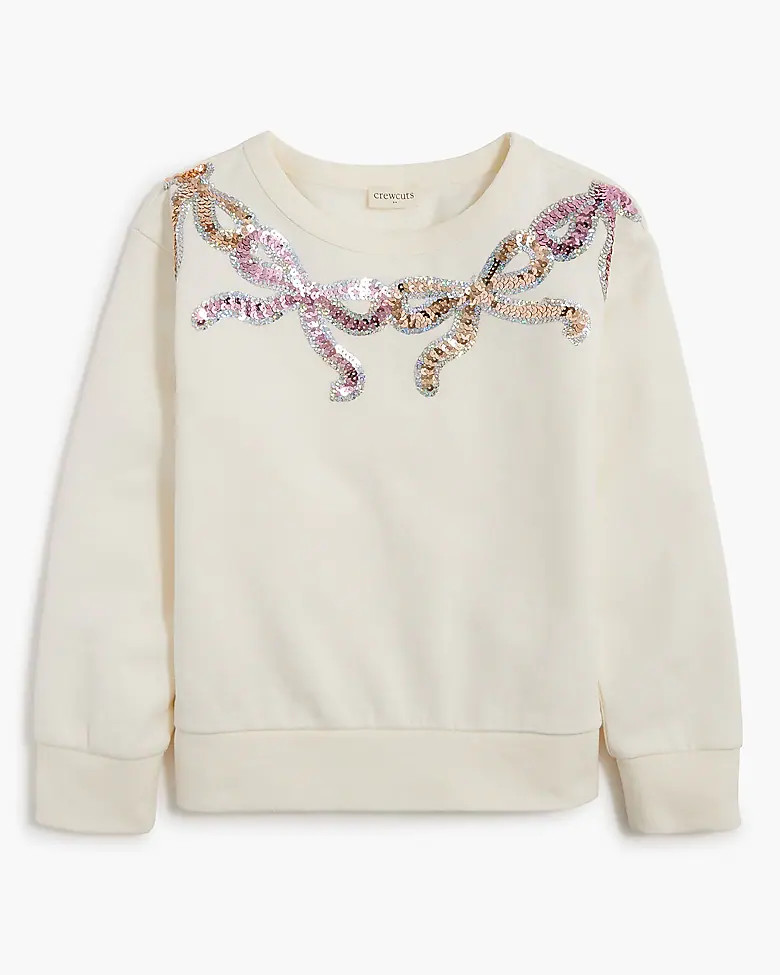 Girls' sequin bow sweatshirt | J.Crew Factory