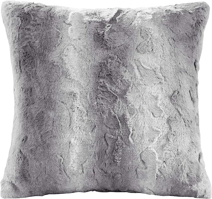 Madison Park Zuri Faux Fur Ombre Stripe Ultra Soft Luxury Decorative Throw Pillows for Couch Bed ... | Amazon (US)