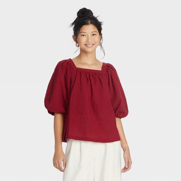 Women's Puff Short Sleeve Blouse - A New day™ | Target