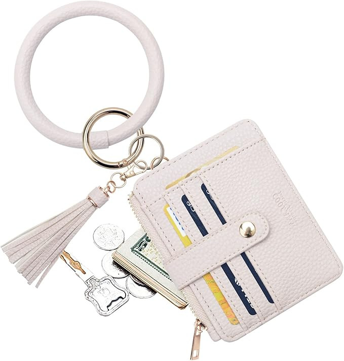COOLANS Wristlet Bracelet Keychain Pocket Credit Card Holder Purse,Tassel Keychain Silicone Beade... | Amazon (US)