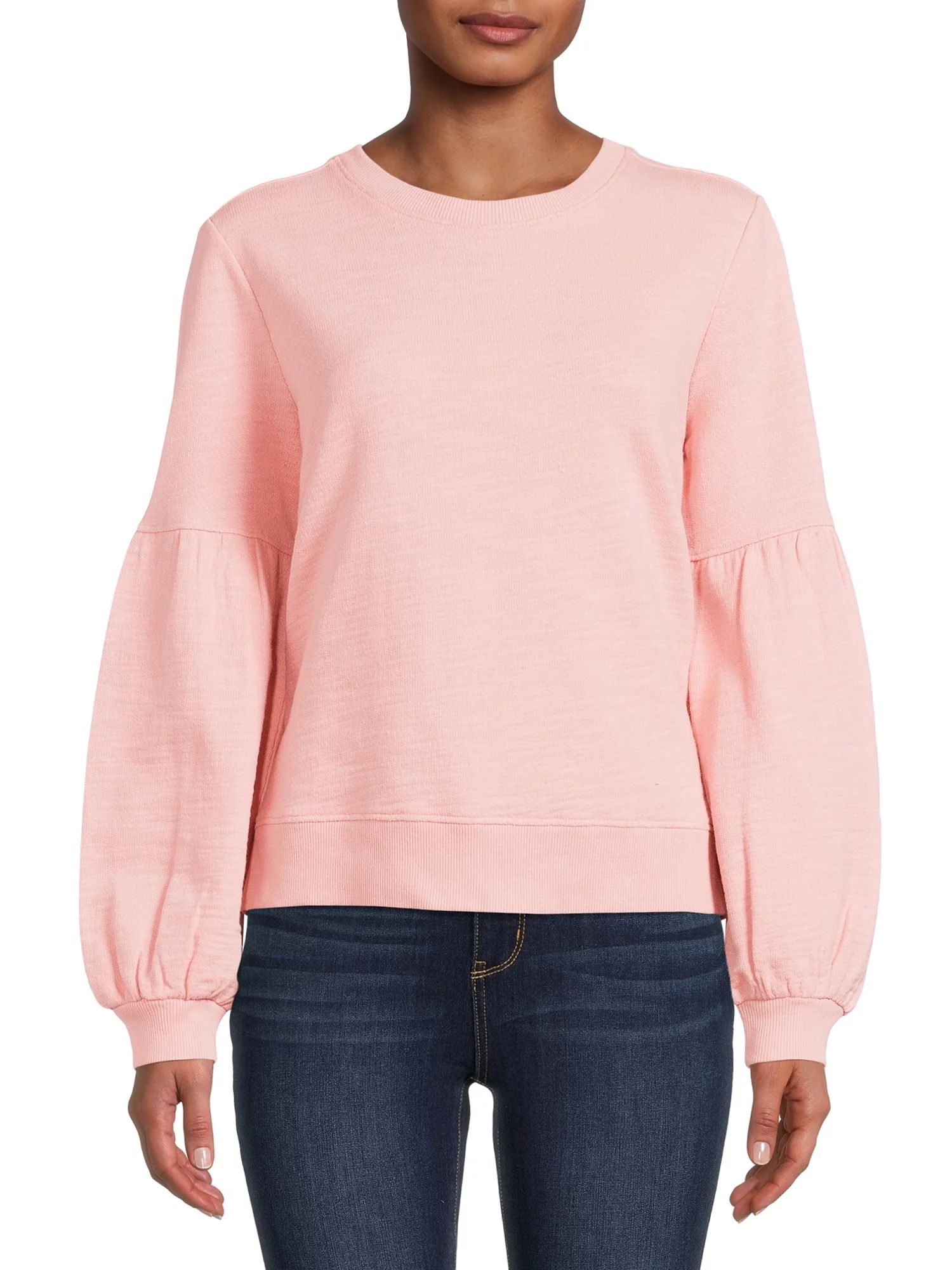 Time and Tru Women's Blouson Sleeve Sweatshirt - Walmart.com | Walmart (US)