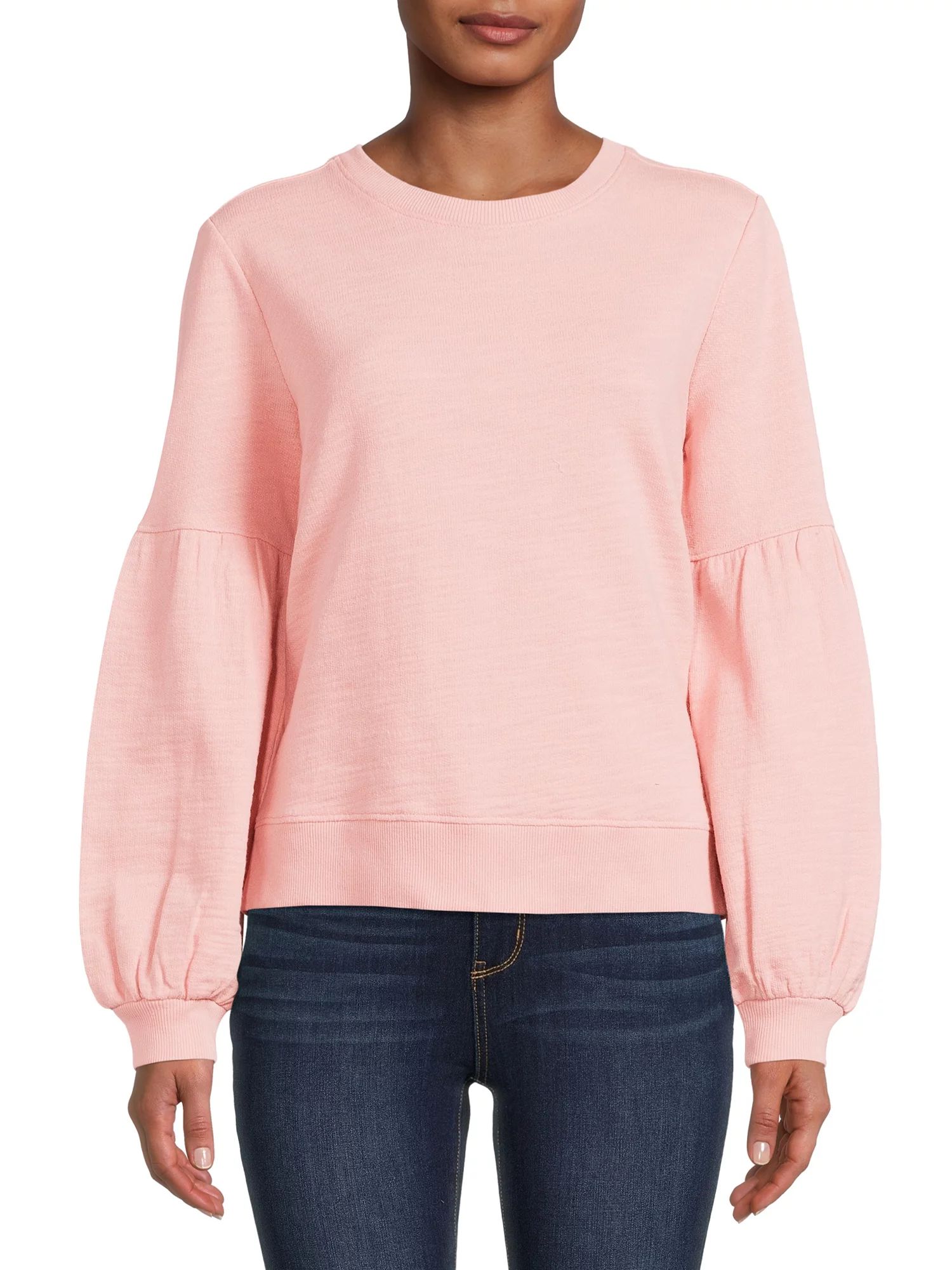 Time and Tru Women's Blouson Sleeve Sweatshirt | Walmart (US)