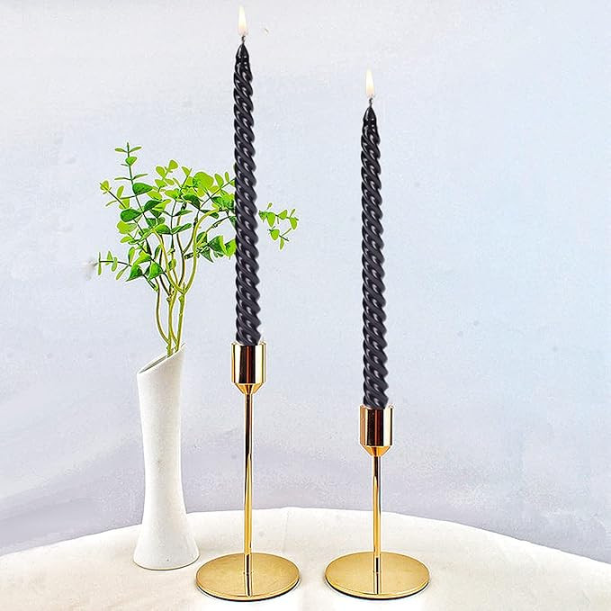 Black Candlesticks,10" Metal Style Ture Dripless Black Taper Candles Set of 4, Clean Burning Hall... | Amazon (US)