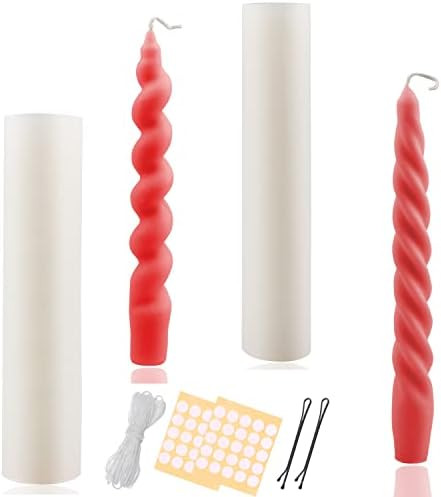 Amazon.com: MILIVIXAY 2 Pieces Spiral Taper Silicone Candle Molds -30 Ft. of Wick, 50pcs Wick Sti... | Amazon (US)