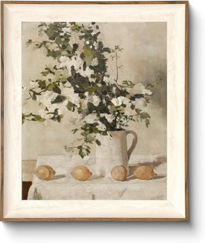 ASTRDECOR Framed Vintage Wall Art, Farmhouse Wall Decor White Flowers Canvas Oil Painting, Vintag... | Amazon (US)