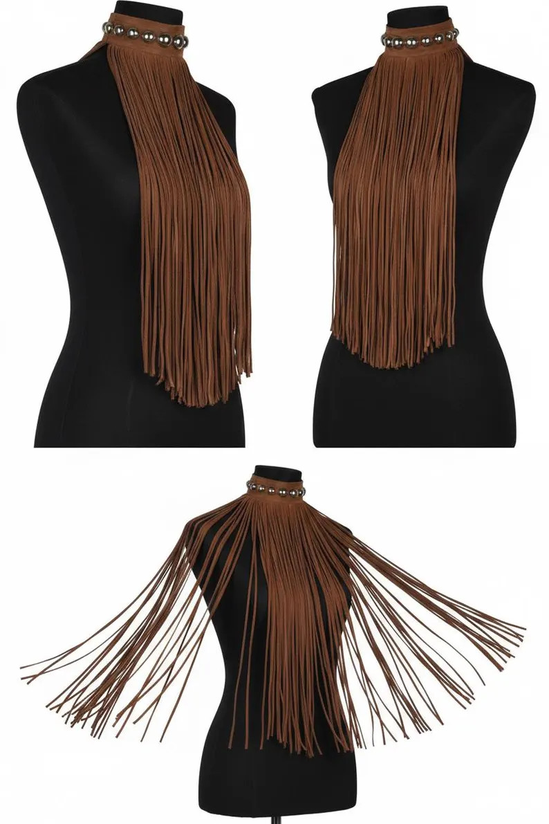 Western Suede Fringe Handmade Choker Necklace – Long Tassel Bib Statement Jewelry | Etsy (US)