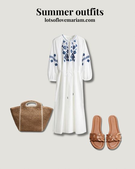 Summer outfit idea - summer maxi dress, kaftan dress, straw bag, brown sandals 

#LTKeurope #LTKstyletip #LTKsummer
